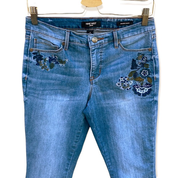 Nine West Gramercy Skinny Jeans Embroidered Bohemian Size 4 - Picture 7 of 15